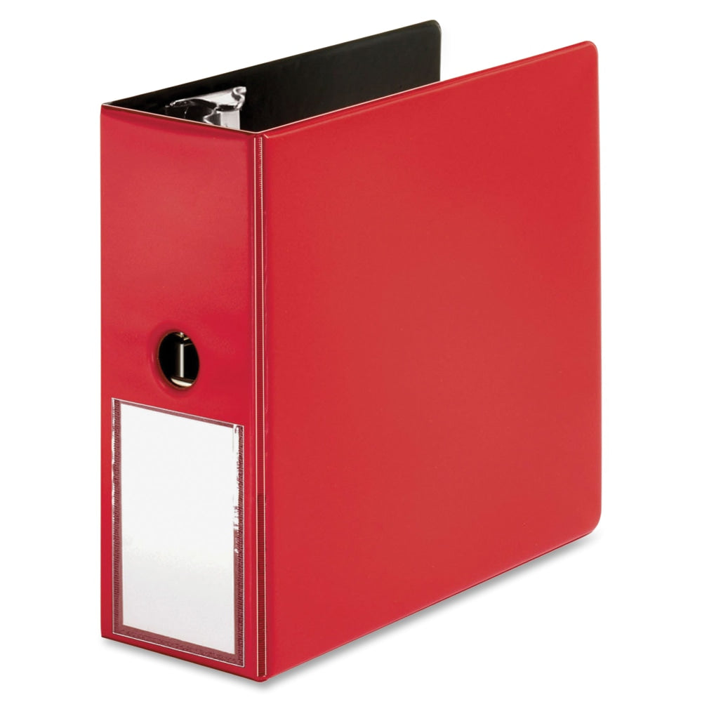 Business Source 5in D-Ring Binder, 5in Ring, Red