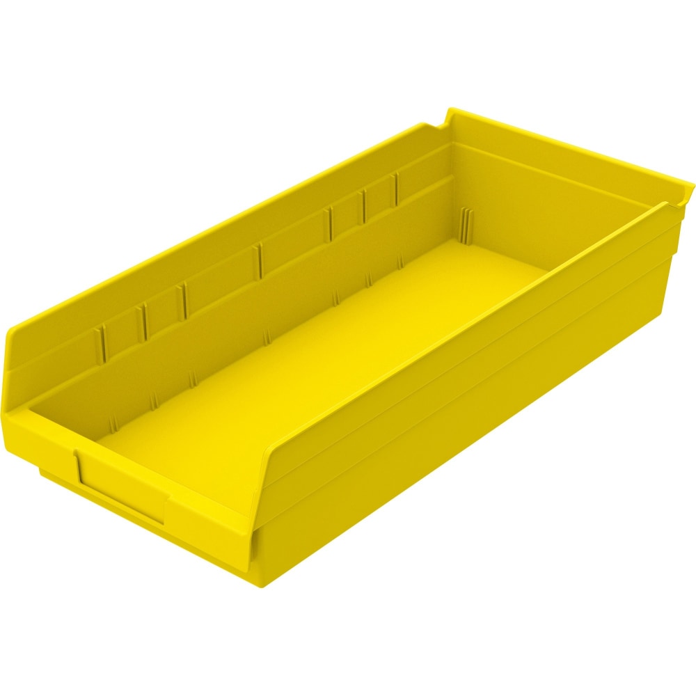 Akro-Mils Grease/Oil Resistant Shelf Bin, Small Size, 4in x 8 3/8in x 18in, Yellow