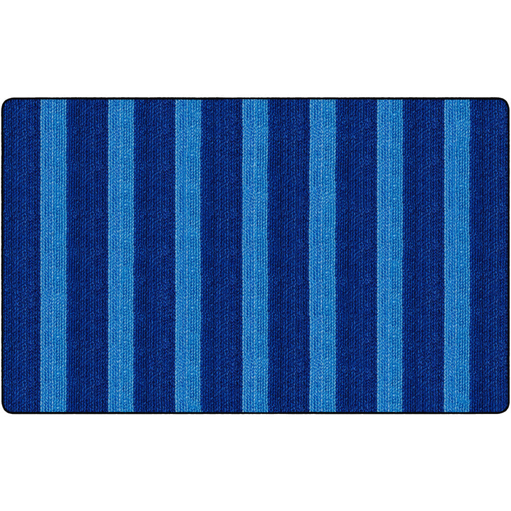 Flagship Carpets Basketweave Stripes Classroom Rug, 7 1/2ft x 12ft, Blue