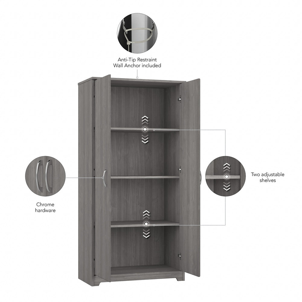 Bush Furniture Cabot Tall 30inW Storage Cabinet With Doors, Modern Gray, Standard Delivery