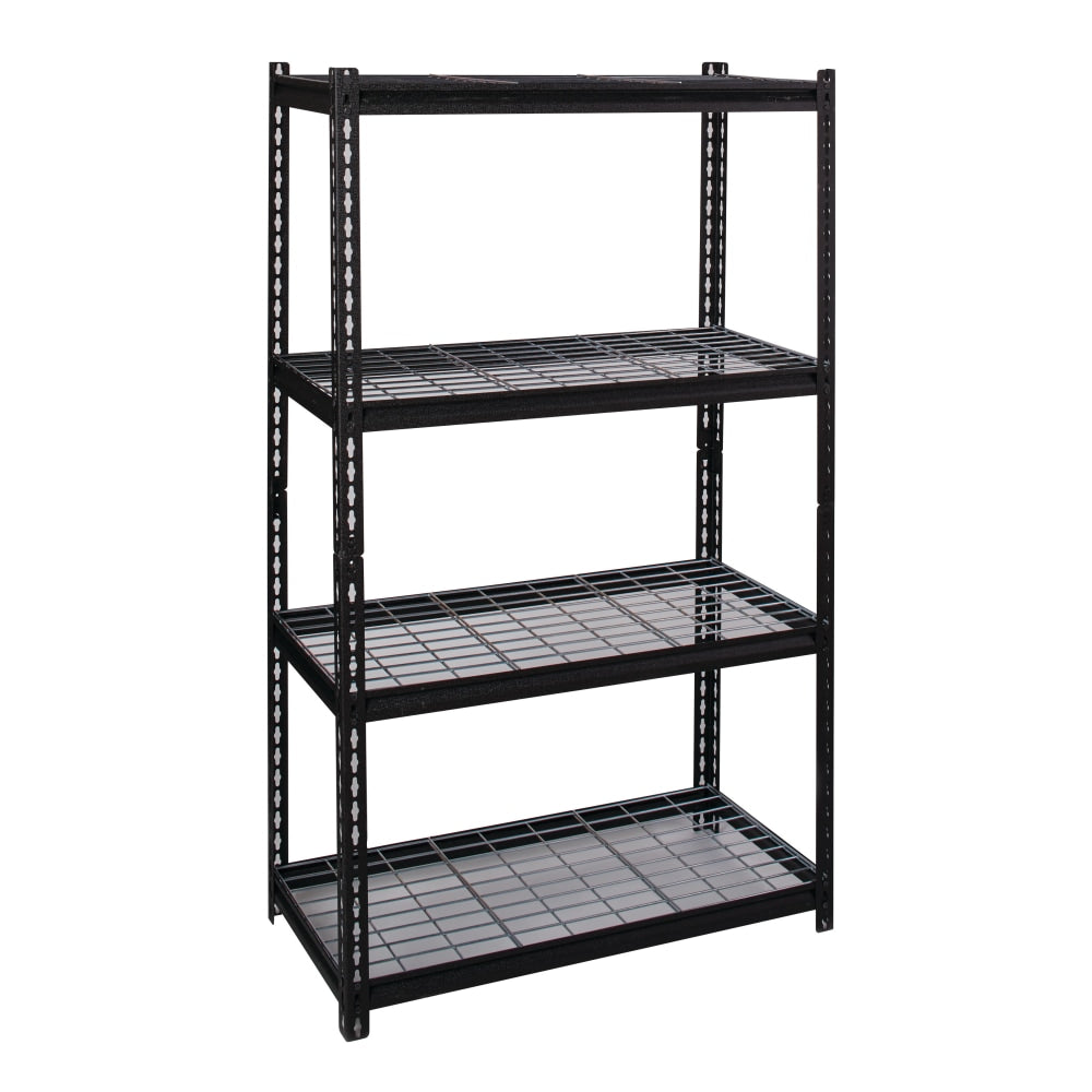 Hirsh Iron Horse 2300 Steel Wire Deck Shelving Unit, 4 Shelves, 60inH x 36inW x 18inD, Black