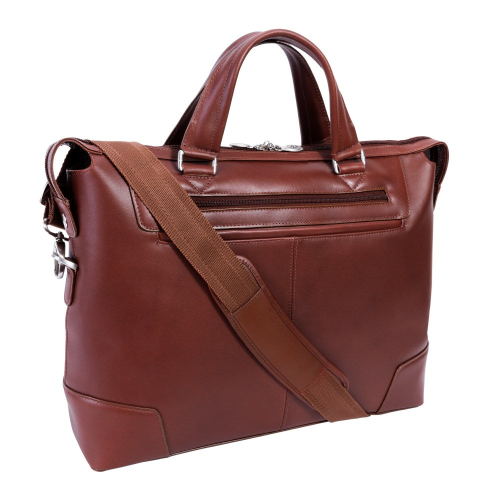 McKlein R-Series Arcadia Slim Briefcase With 17in Laptop Pocket, Brown