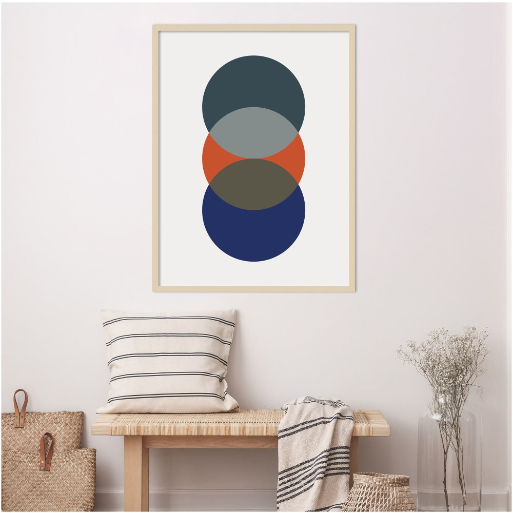 Amanti Art Layered Retro Modern Circles In Bright Colors by The Creative Bunch Studio Wood Framed Wall Art Print, 31inW x 41inH, Natural