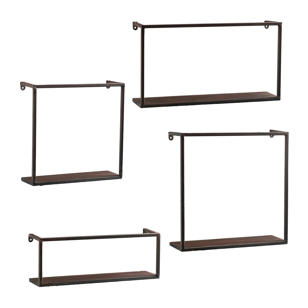 Holly & Martin Zyther Metal Shelves, Antique Black, Pack Of 4