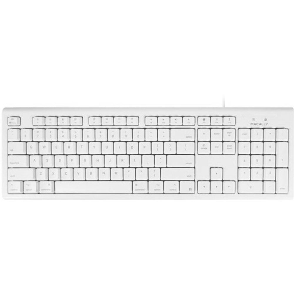 Macally Full Size USB Keyboard and Optical USB Mouse Combo For Mac - USB Cable - 104 Key - USB Cable - Optical - 1200 dpi - 3 Button - Scroll Wheel - Symmetrical - Compatible with Computer for Mac