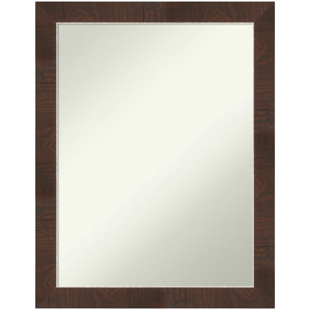 Amanti Art Narrow Non-Beveled Rectangle Framed Bathroom Wall Mirror, 27-1/4in x 21-1/4in, Wildwood Brown