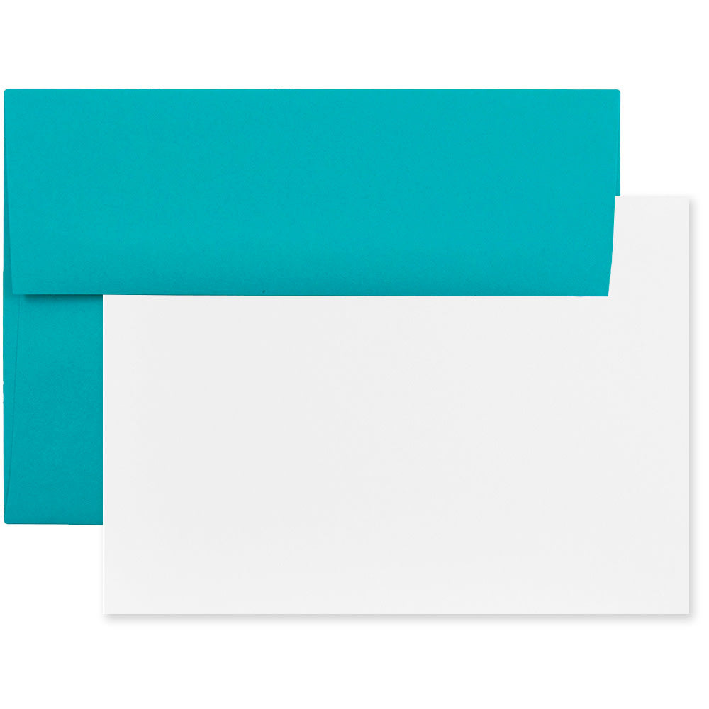 JAM Paper Stationery Set, 4 3/4in x 6 1/2in, 30% Recycled, Sea Blue/White, Set Of 25 Cards And Envelopes