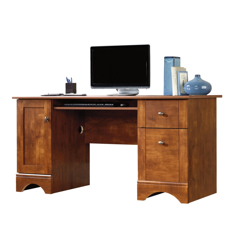 Sauder Select 60inW Double-Pedestal Computer Desk, Brushed Maple