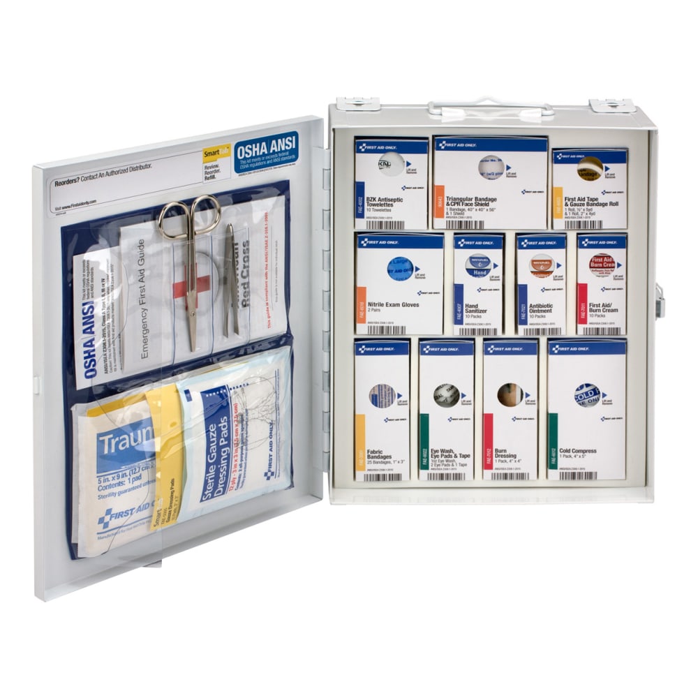 First Aid Only SmartCompliance Metal First Aid Cabinet,Medium, White, 94 Pieces