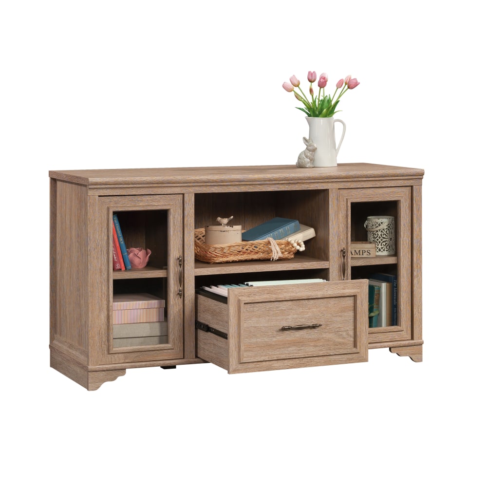 Sauder Rollingwood 54inW Computer Desk Credenza, Brushed Oak