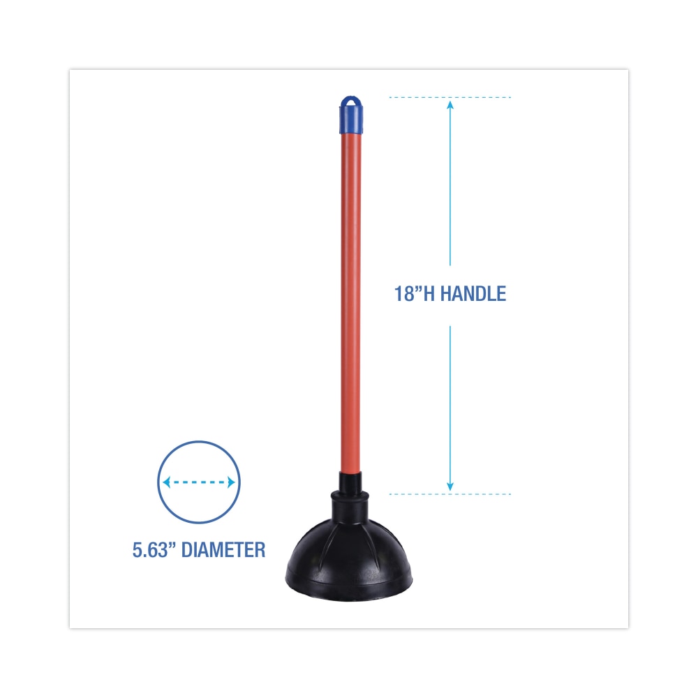 Boardwalk Rubber Toilet Plunger, 18in, Red/Black