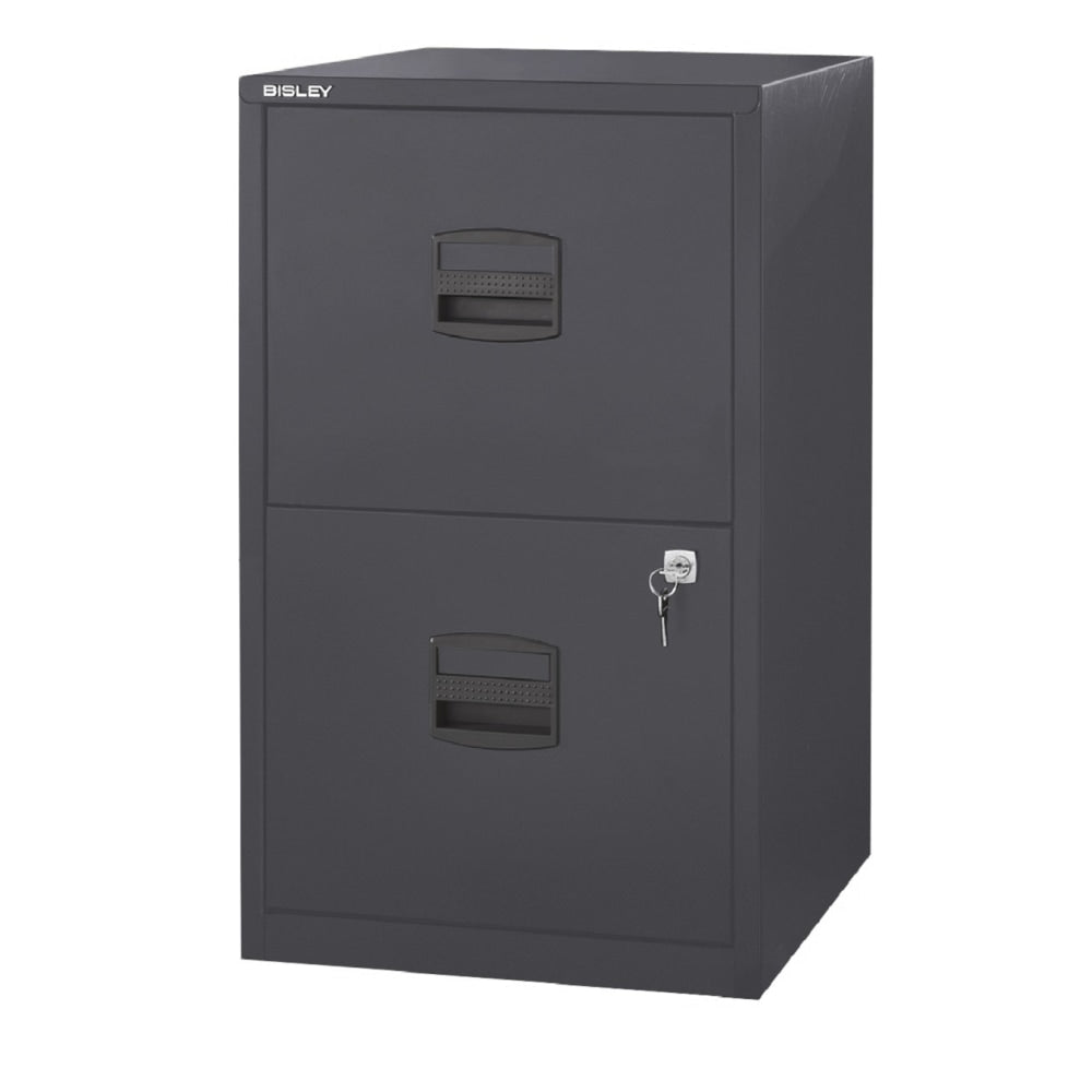 Bisley PFA 16inD Vertical 2-Drawer File Cabinet, Charcoal