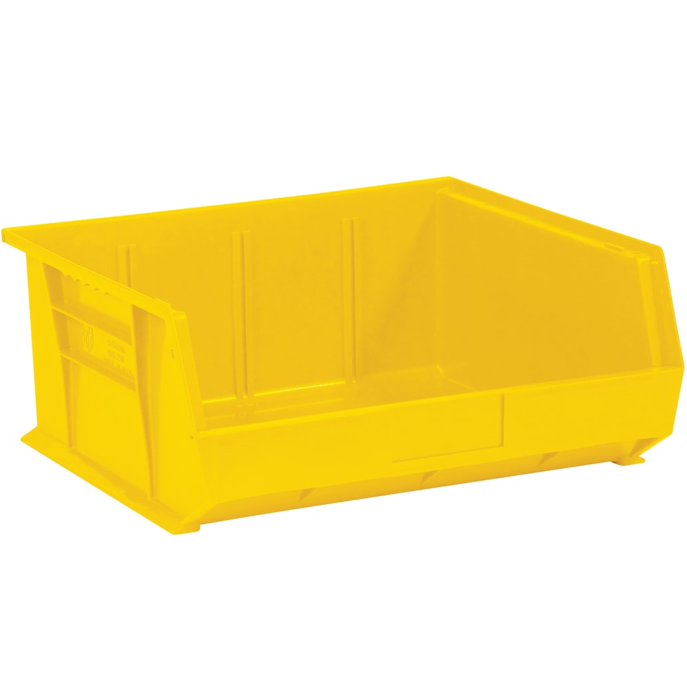 Partners Brand Plastic Stack & Hang Bin Boxes, Medium Size, 14 3/4in x 16 1/2in x 7in, Yellow, Pack Of 6