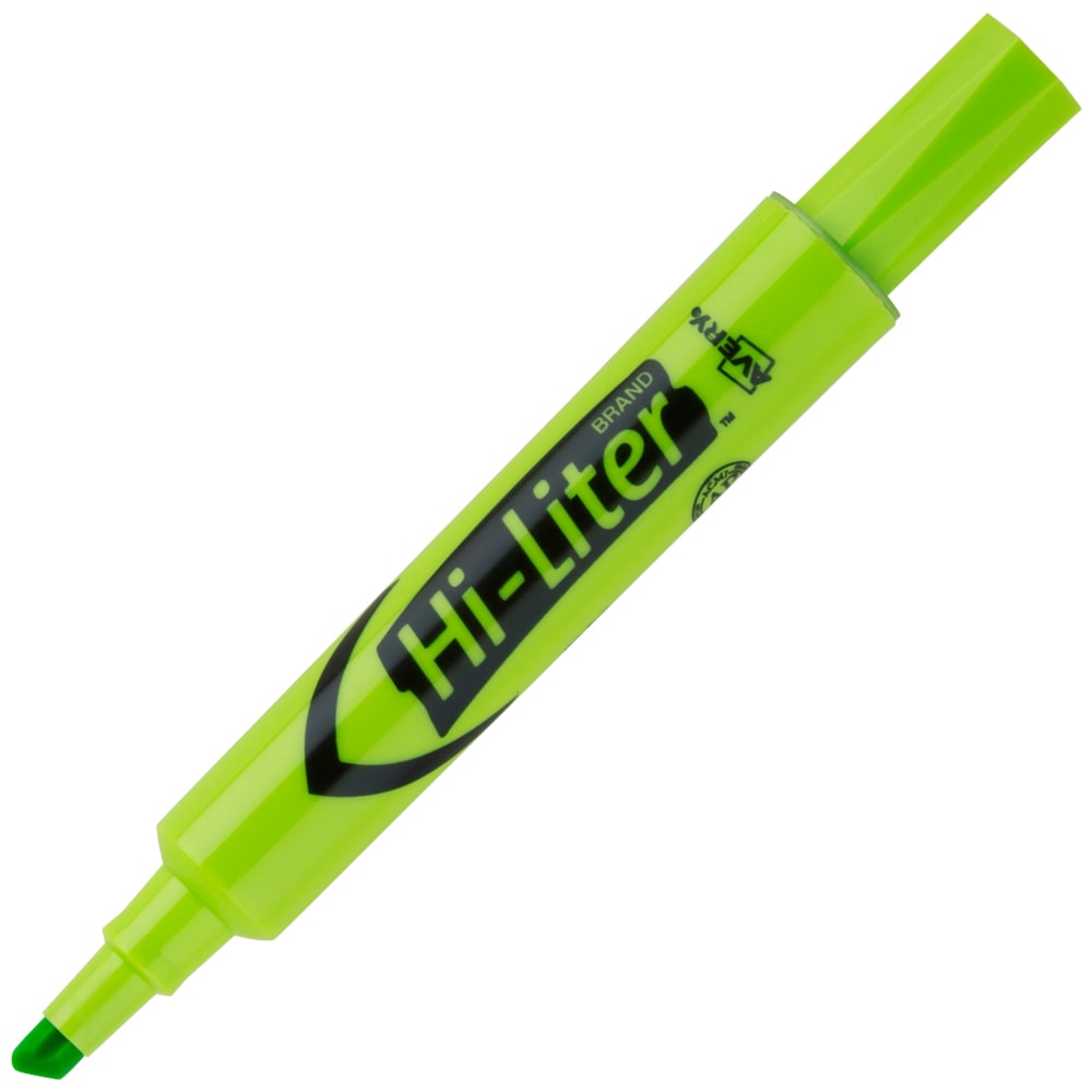 Avery Hi-Liter Highlighters, SmearSafe, Chisel Tip, Desk-Style, Fluorescent Green, Box Of 12