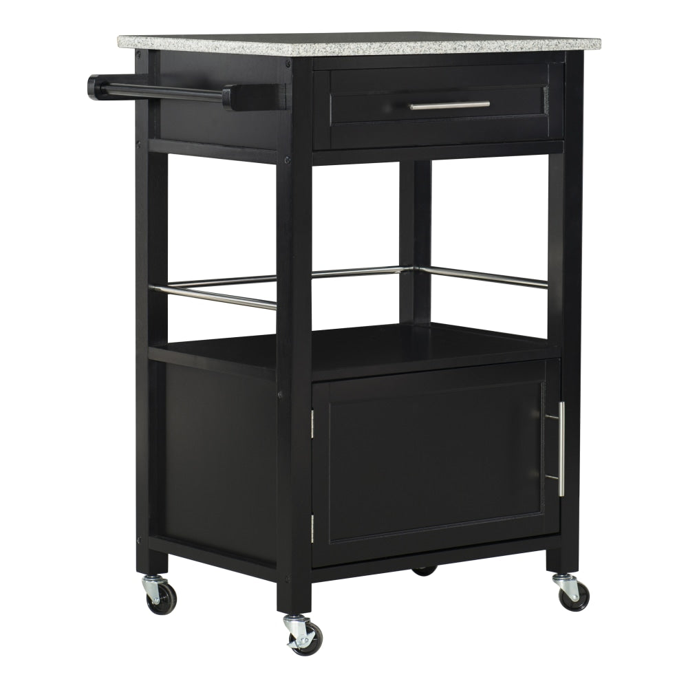 Linon Clark Granite-Top Kitchen Cart, 36-1/4inH x 27-3/4inW x 18inD, Black