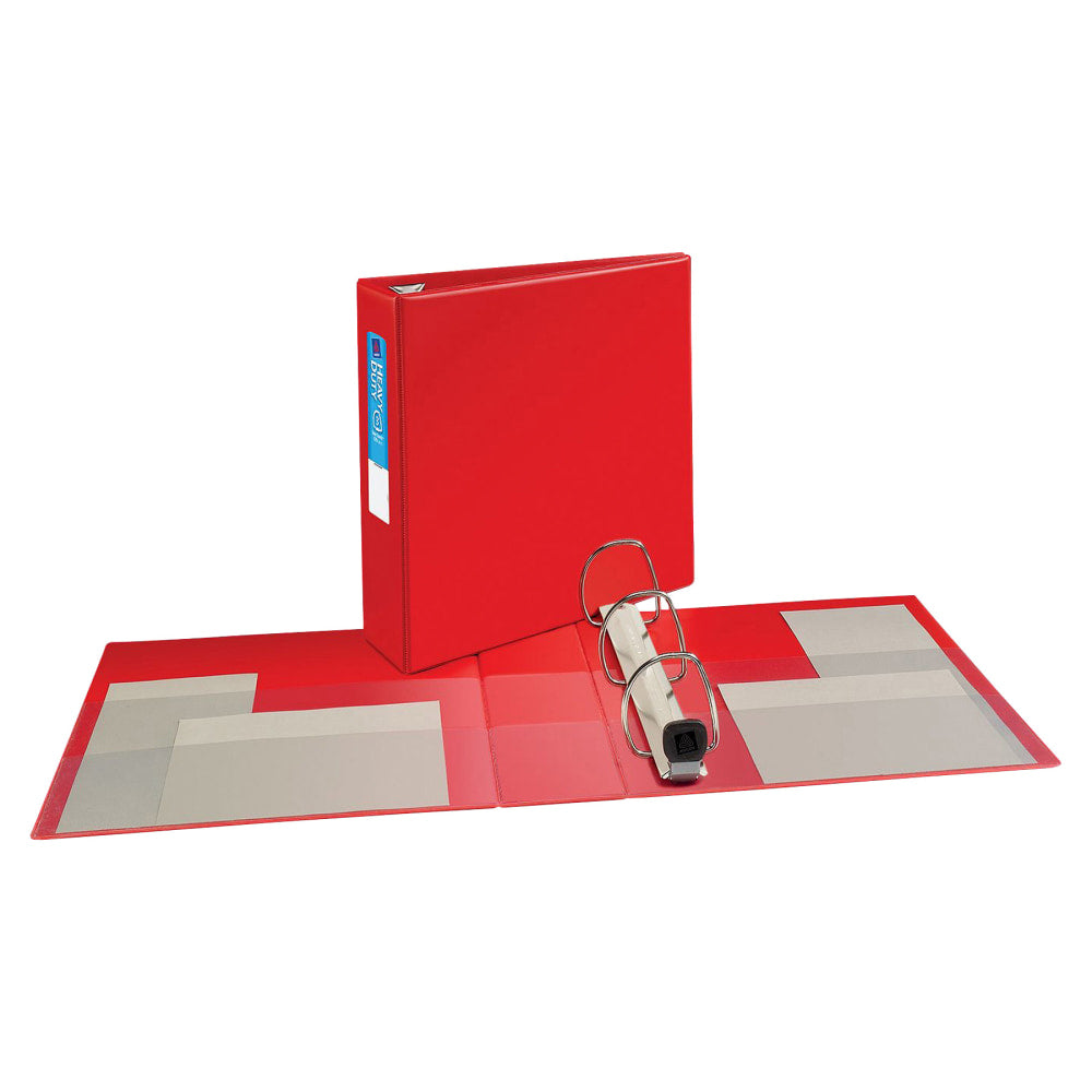 Avery Heavy-Duty 3-Ring Binder With Locking One-Touch EZD Rings, 3in D-Rings, Red