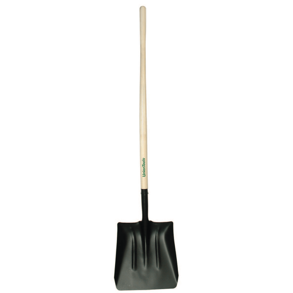 Steel Coal Shovel, 14.5 in L x 13.5 in W blade, Square Point, 48 in White Ash Straight Handle