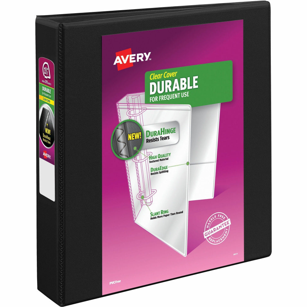 Avery Durable View 3-Ring Binder, 1 1/2in Slant Rings, Black