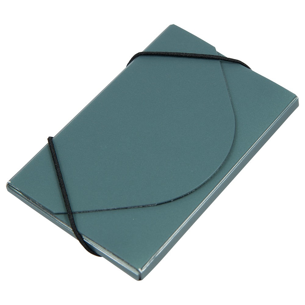 JAM Paper Business Card Case With Elastic Closure, Green Metallic