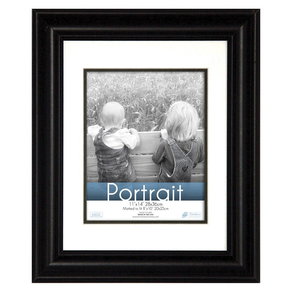 Timeless Frames Lauren Portrait Frame, 11in x 14in With Mat, Black