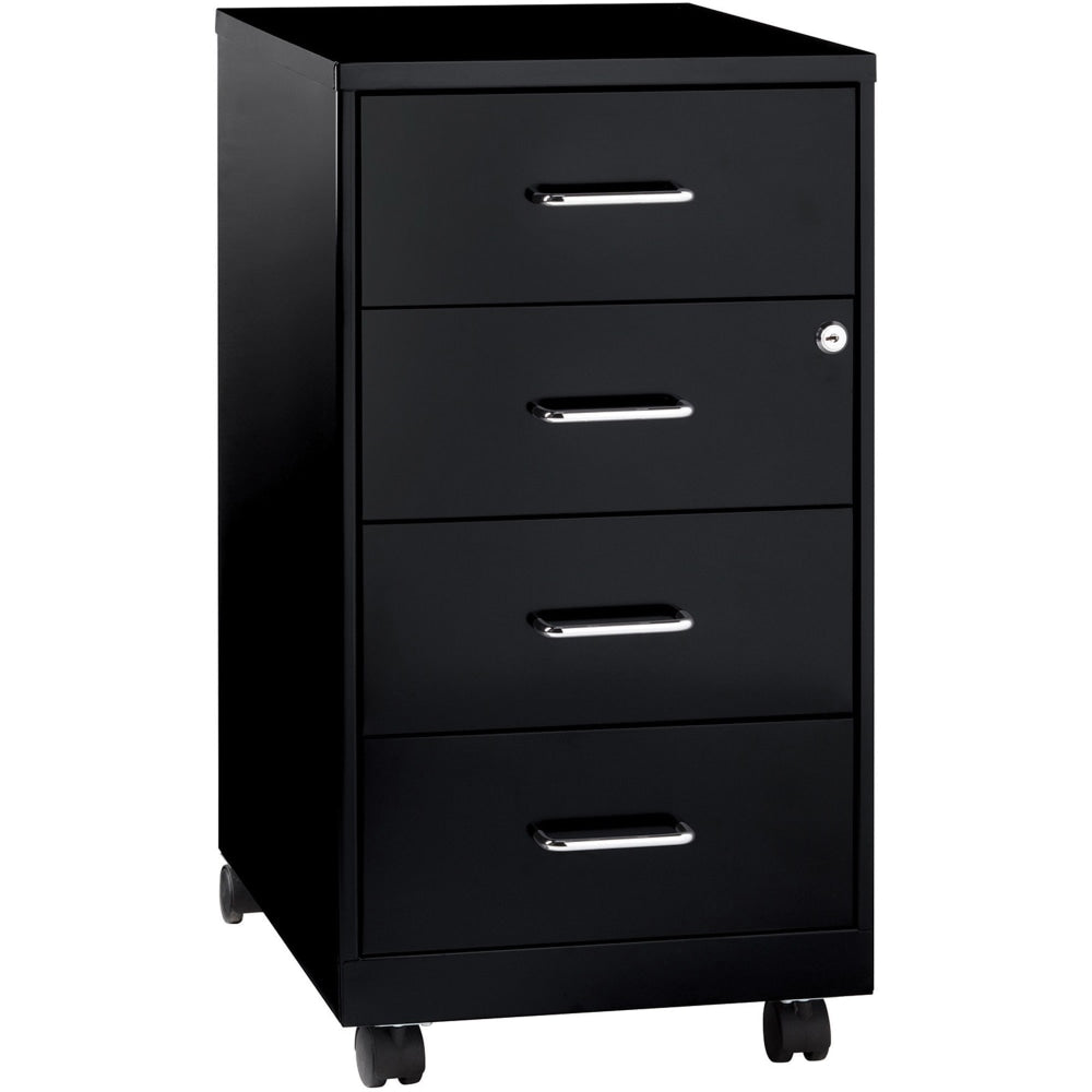 Lorell 26-1/2inD Vertical 4-Drawer Mobile File Cabinet, Black