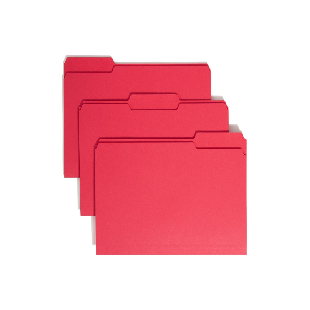 Smead Color File Folders, Letter Size, 1/3 Cut, Red, Box Of 100