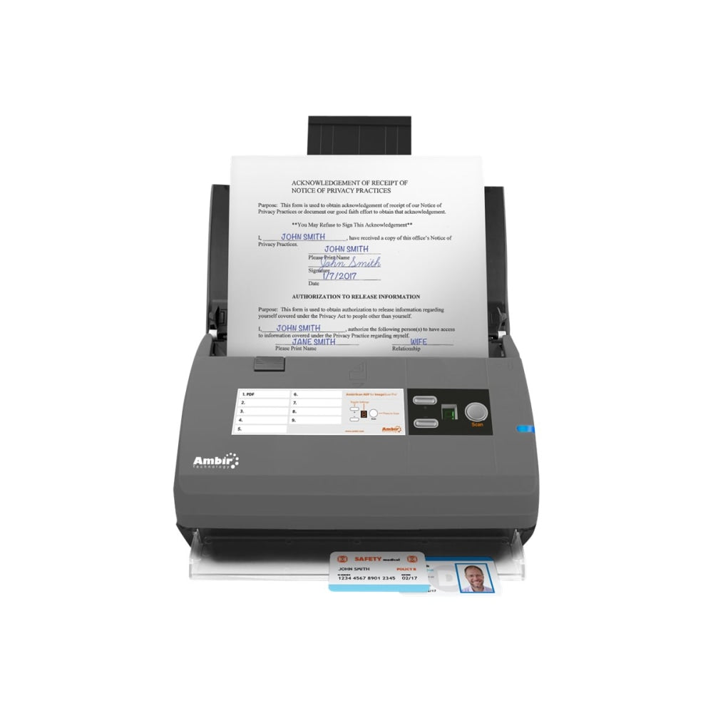 Ambir ImageScan Pro 830ix for use with athenahealth - 48-bit Color - 16-bit Grayscale - 30 ppm (Mono) - 25 ppm (Color) - Duplex Scanning - USB