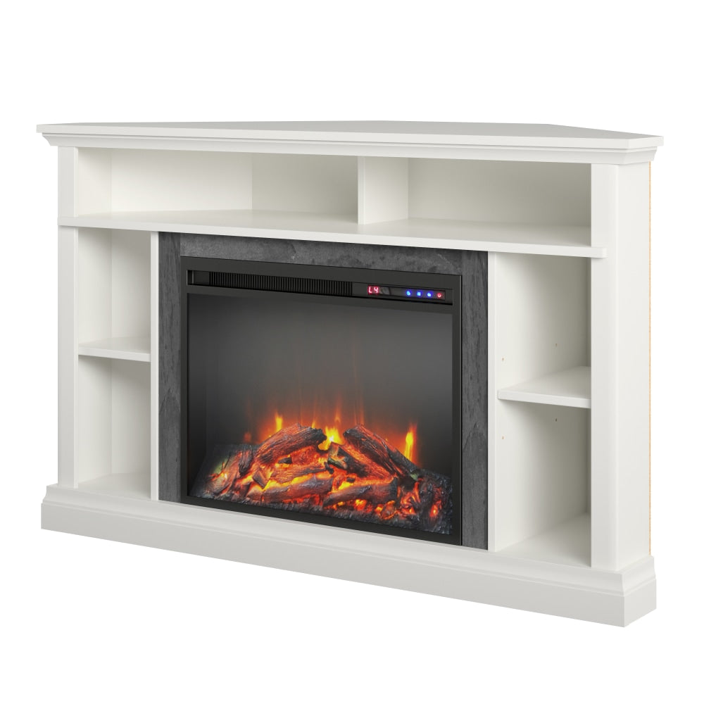 Ameriwood Home Overland Electric Corner Fireplace TV Stand For 50in TVs, White