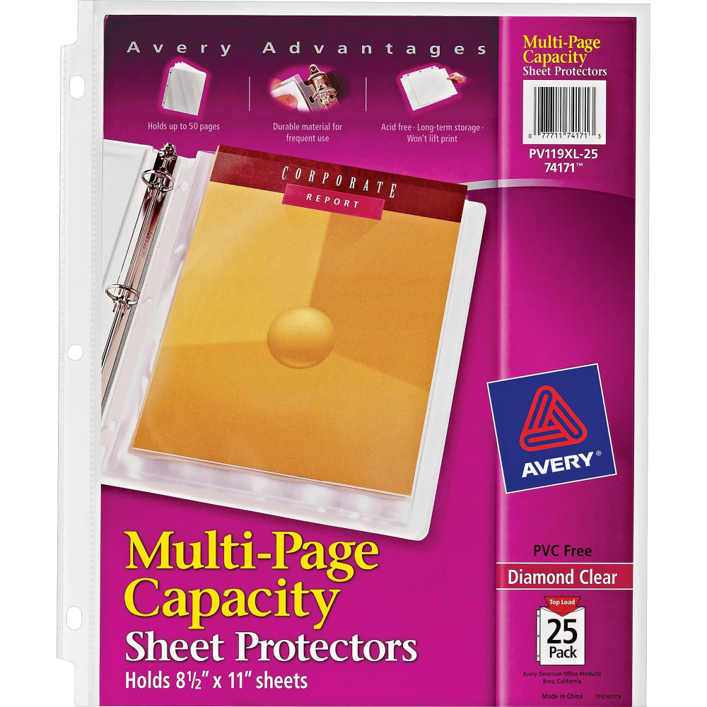 Avery Multi-Page Capacity Sheet Protectors, 8 1/2in x 11in, Top Loading, Pack Of 25