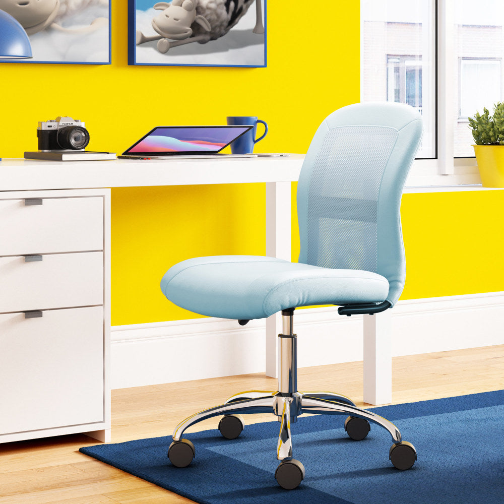 Serta Essentials Mid-Back Computer Chair, Blue Sky/Chrome