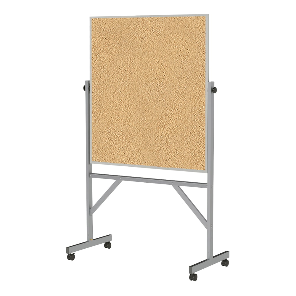 Ghent Reversible Cork Bulletin Board, 78 1/4in x 41 1/4in, Aluminum Frame With Silver Finish