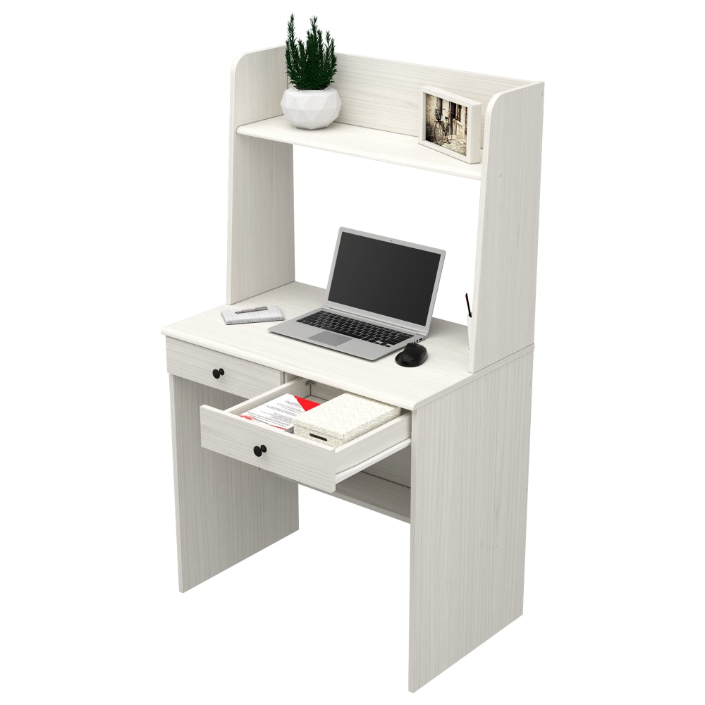 Inval 32inW Computer Desk With Hutch, Washed Oak