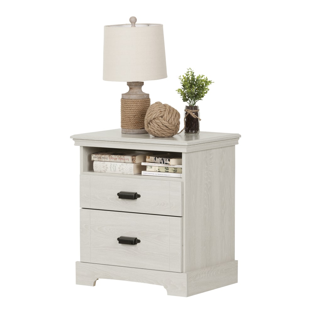 South Shore Avilla 2-Drawer Nightstand, 25inH x 24-1/2inW x 17-1/2inD, Winter Oak