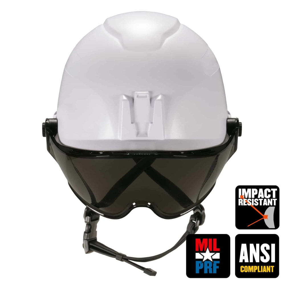 Ergodyne Skullerz 8974V Anti-Fog Class E Safety Helmet With Visor Kit, Clear Lens, White