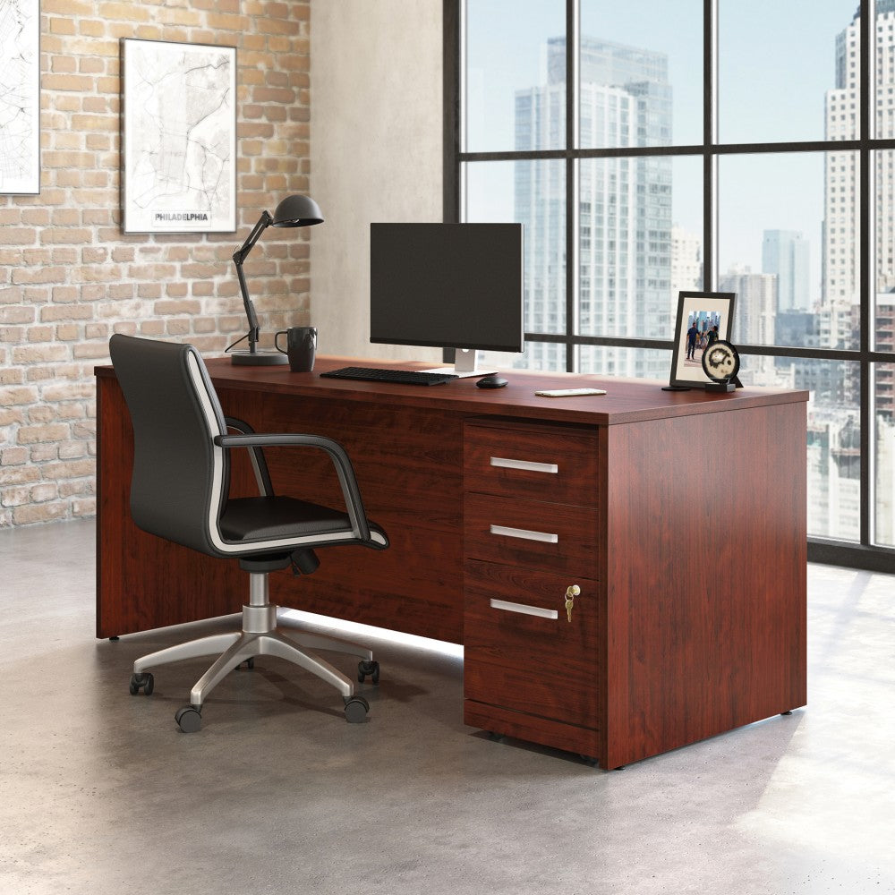 Sauder Affirm Collection Executive Desk With 3-Drawer Mobile Pedestal File, 72inW x 30inD, Classic Cherry