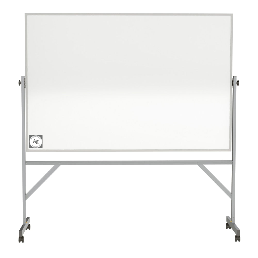 Ghent Reversible Magnetic Hygienic Porcelain Whiteboard, Aluminum Frame, 48inH x 72inW, White