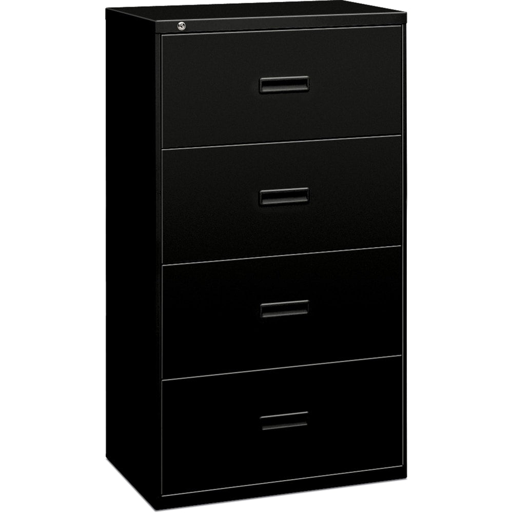 HON Basyx 484L 36inW x 19-5/16inD Lateral 4-Drawer File Cabinet, Black