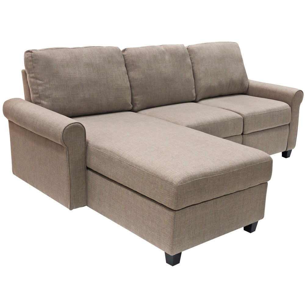 Serta Copenhagen Reclining Sectional With Storage Chaise, Left, Warm Oatmeal/Espresso