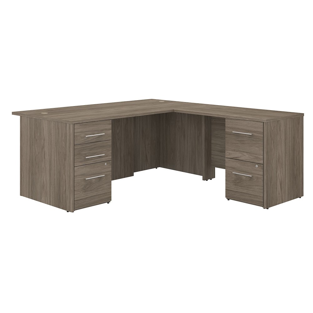 Bush Business Furniture Office 500 72inW L-Shaped Executive Corner Desk With Drawers, Modern Hickory, Standard Delivery