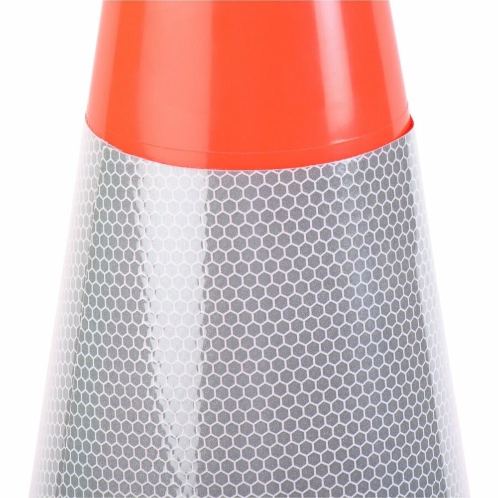 Tatco 28in Traffic Cone - 1 Each - 28in Height - Cone Shape - Stackable, Sturdy - Indoor, Outdoor - Orange, Silver