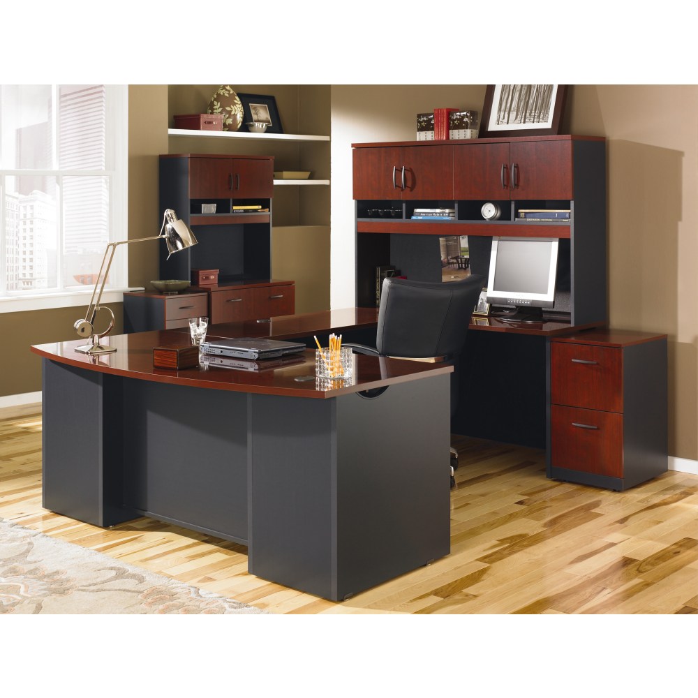 Sauder Via 71 1/2inW Executive Computer Desk, Classic Cherry/Soft Black