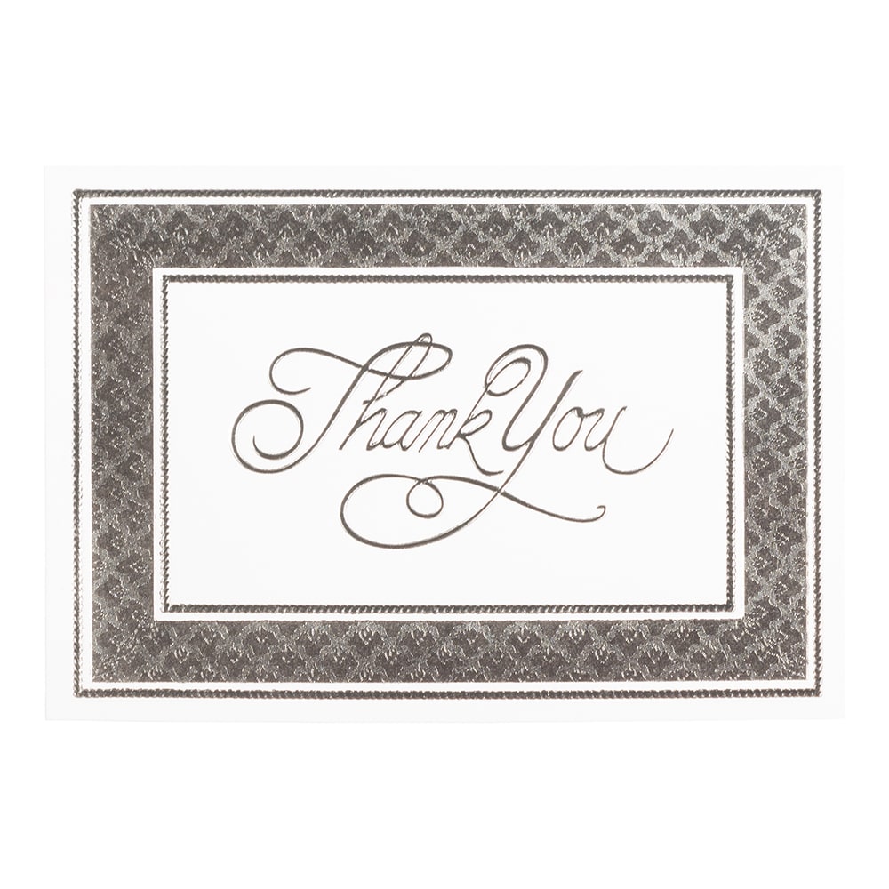 JAM Paper Thank You Card Set, Silver Stardream with Silver Border, Set Of 25 Cards And 25 Envelopes