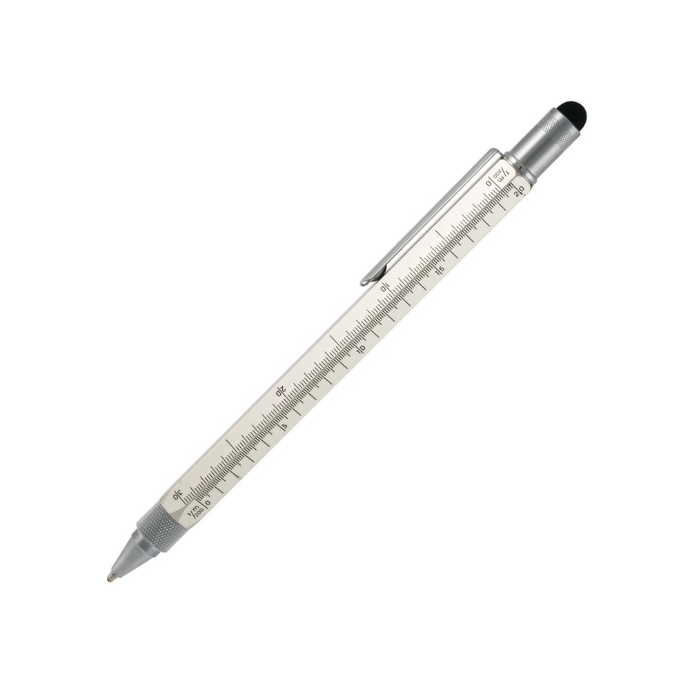 Monteverde One Touch Tool Pen, Medium Point, 0.8 mm, Silver Barrel, Black Ink