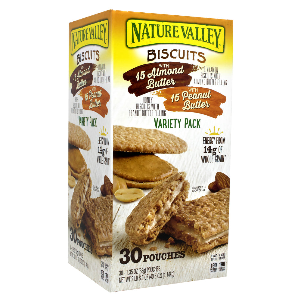 NATURE VALLEY Biscuits Variety Pack, 1.35 Oz, Pack Of 30 Biscuits