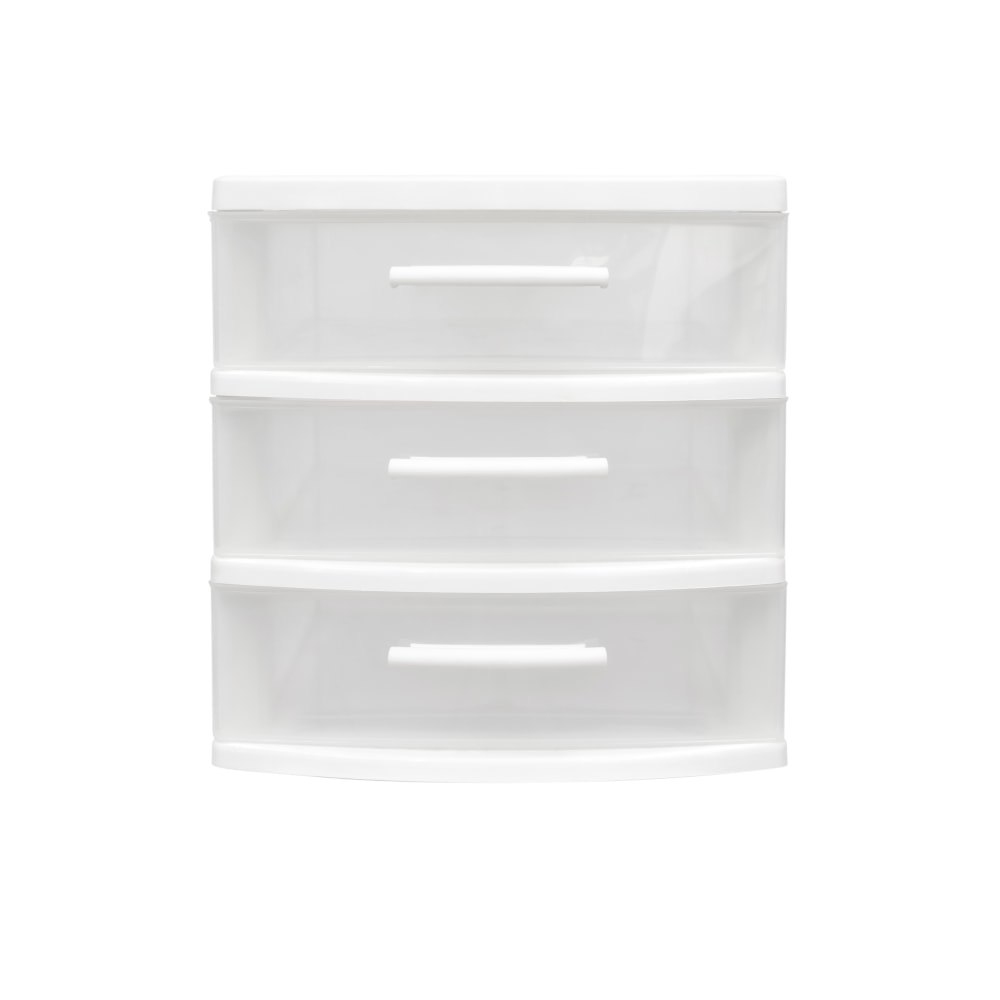 Inval 3-Drawer Storage Cabinet, 6-5/16in x 6-15/16in, Clear/White