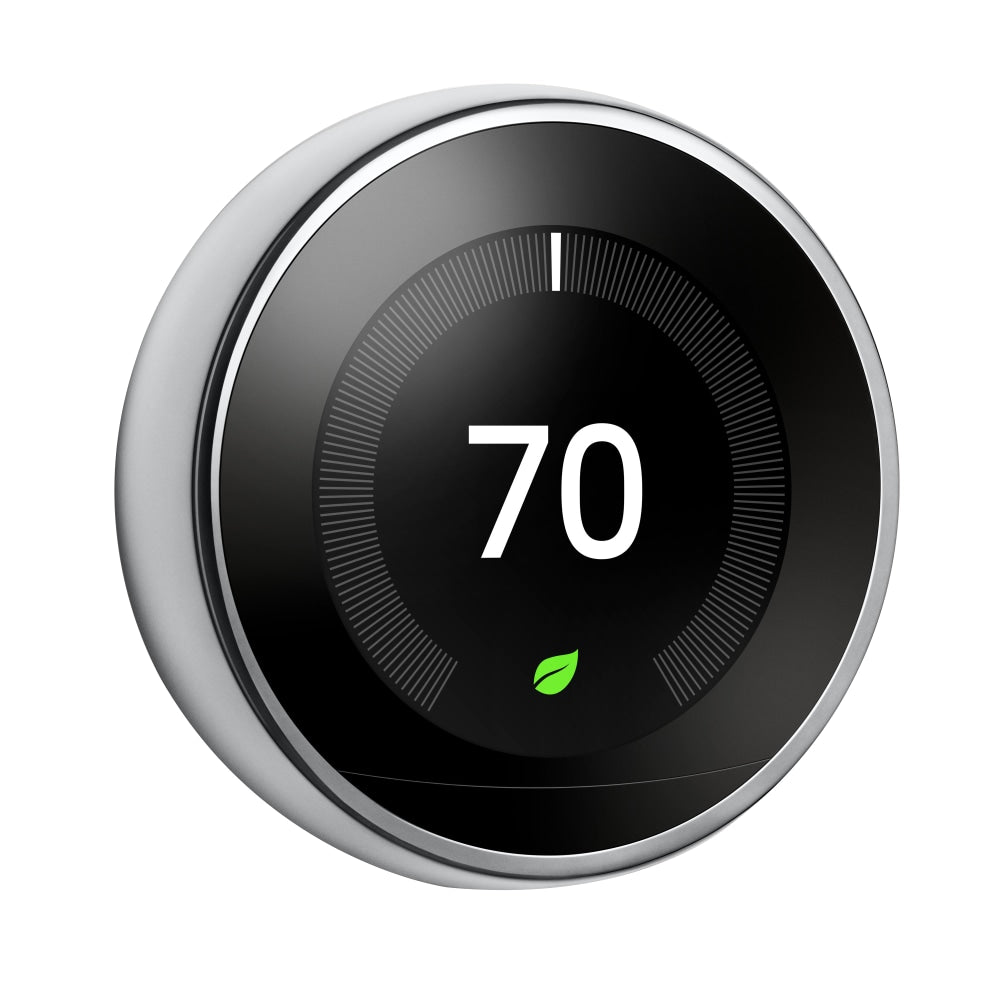 Google Nest Programmable Learning Thermostat With Temperature Sensor, 3rd Generation, Polished Steel