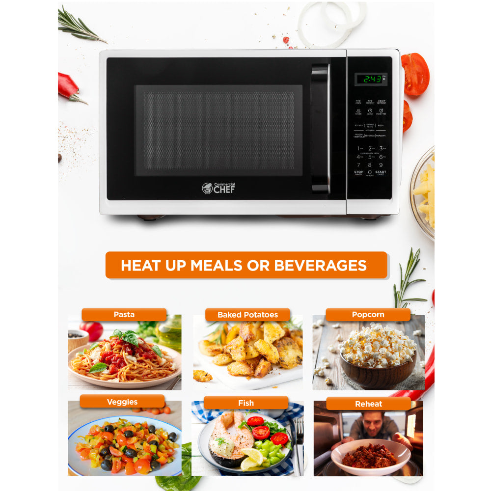 Commercial Chef 0.9 Cu. Ft. Countertop Microwave, White