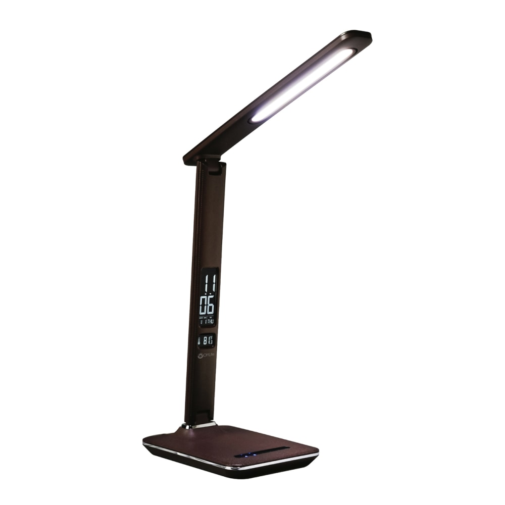 OttLite Wellness Series Renew LED Desk Lamp, Adjustable Height, 14-3/4inH, Brown Shade/Brown Base