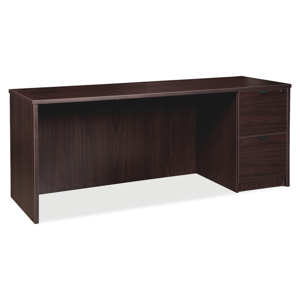 Lorell Prominence 2.0 66inW Right-Pedestal Credenza Computer Desk, Espresso