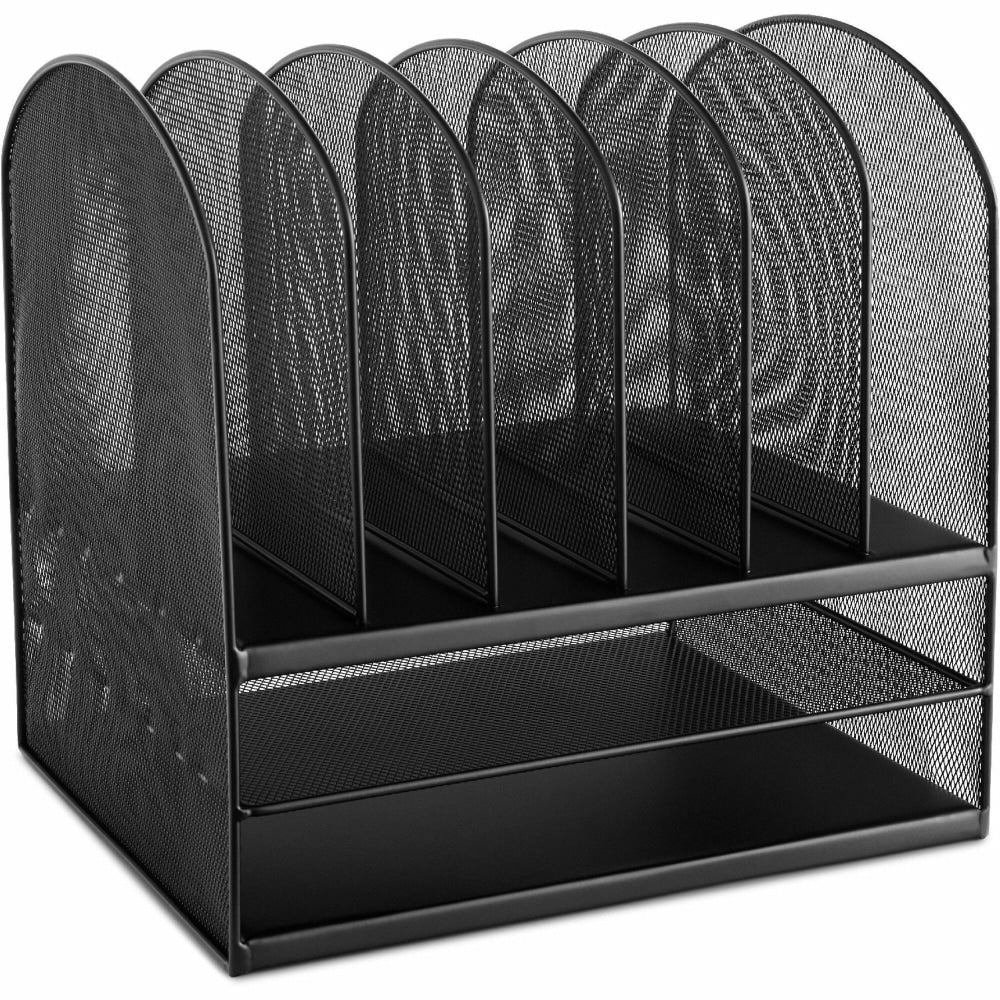 Safco Onyx Mesh Desk Organizer, 13inH x 13 3/4inW x 11 1/2inD, Black